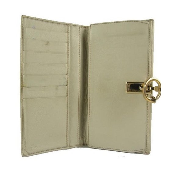 Gucci White Leather With Gold G Hinge Closure Vintage Wallet - Picture 4 of 8